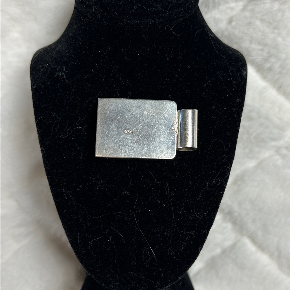 925 Sterling Silver Black & White Stone Checkerboard Pendant - Source Unknown - Picture 2 of 4
